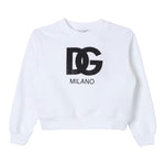 Dsquared2 Felpa Chiusa Girocollo Tinta Unita con Logo per Bambina L4IWHZ BIANCO DSQUARED2 