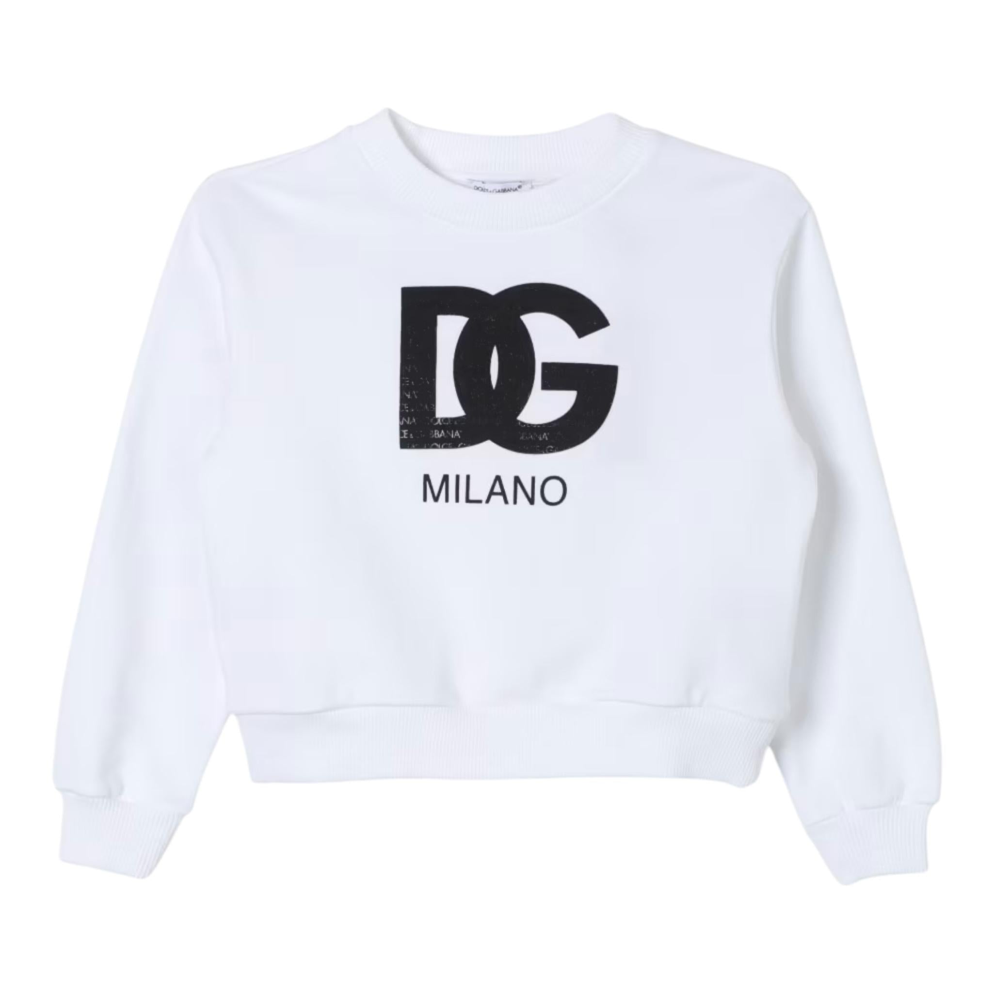 Dsquared2 Felpa Chiusa Girocollo Tinta Unita con Logo per Bambina L4IWHZ BIANCO DSQUARED2 