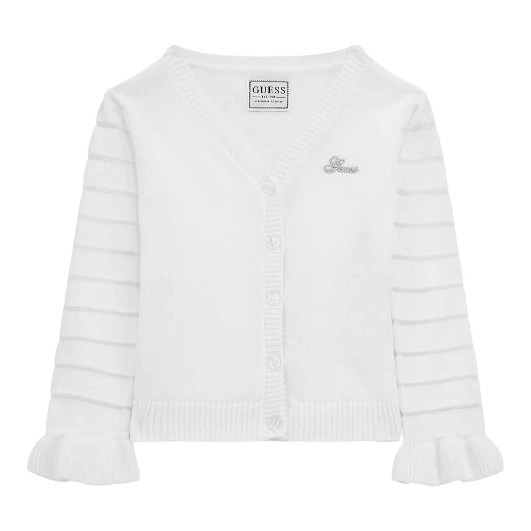 Guess Cardigan Tinta Unita con Trasparenze per Neonata K4RR03Z3CJ0N BIANCO GUESS 