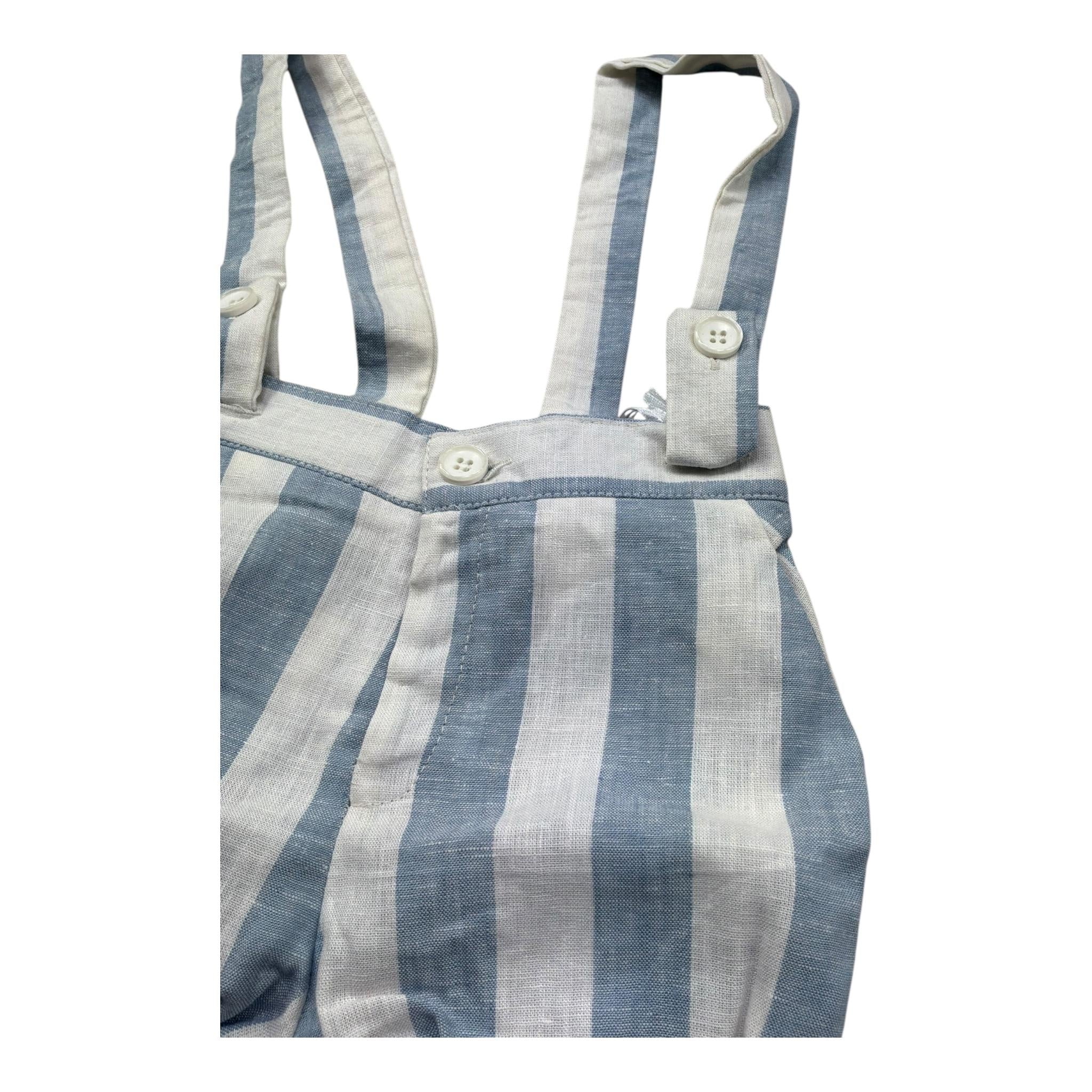 Manuel & Frank Salopette Tinta Unita con Fantasia A Righe per Neonato MF2276I BIANCO/AZZURRO MANUEL & FRANK 