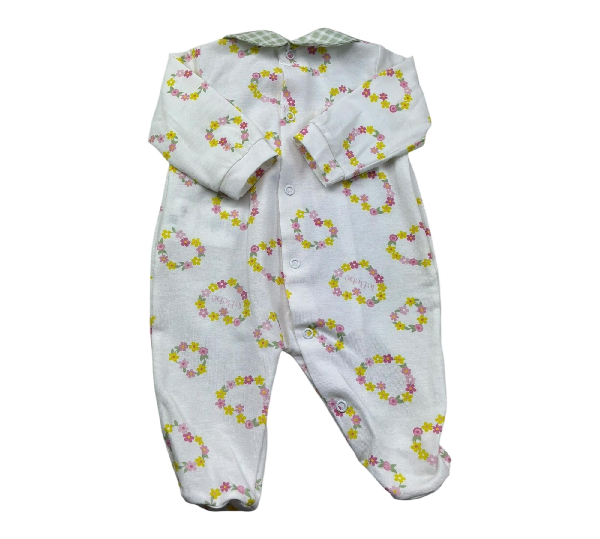 Le Bebe Tutina Manica Lunga Tinta Unita Fantasia Floreale per Neonata LBG6244 BIANCO LE BEBE 