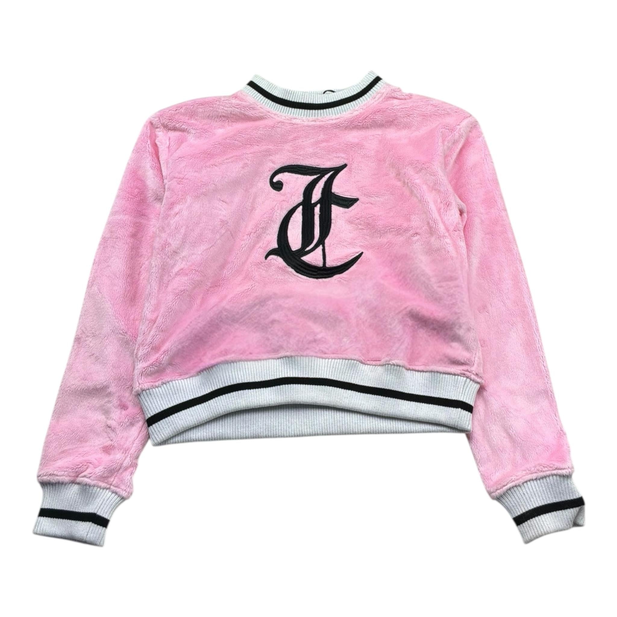 Juicy Couture Felpa Girocollo Tinta Unita In Velluto per Bambina KBX6626 ROSA JUICY COUTURE 