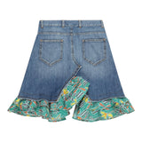 Marni Gonna In Denim Tinta Unita Con Profili In Contrasto Blu Per Bambina