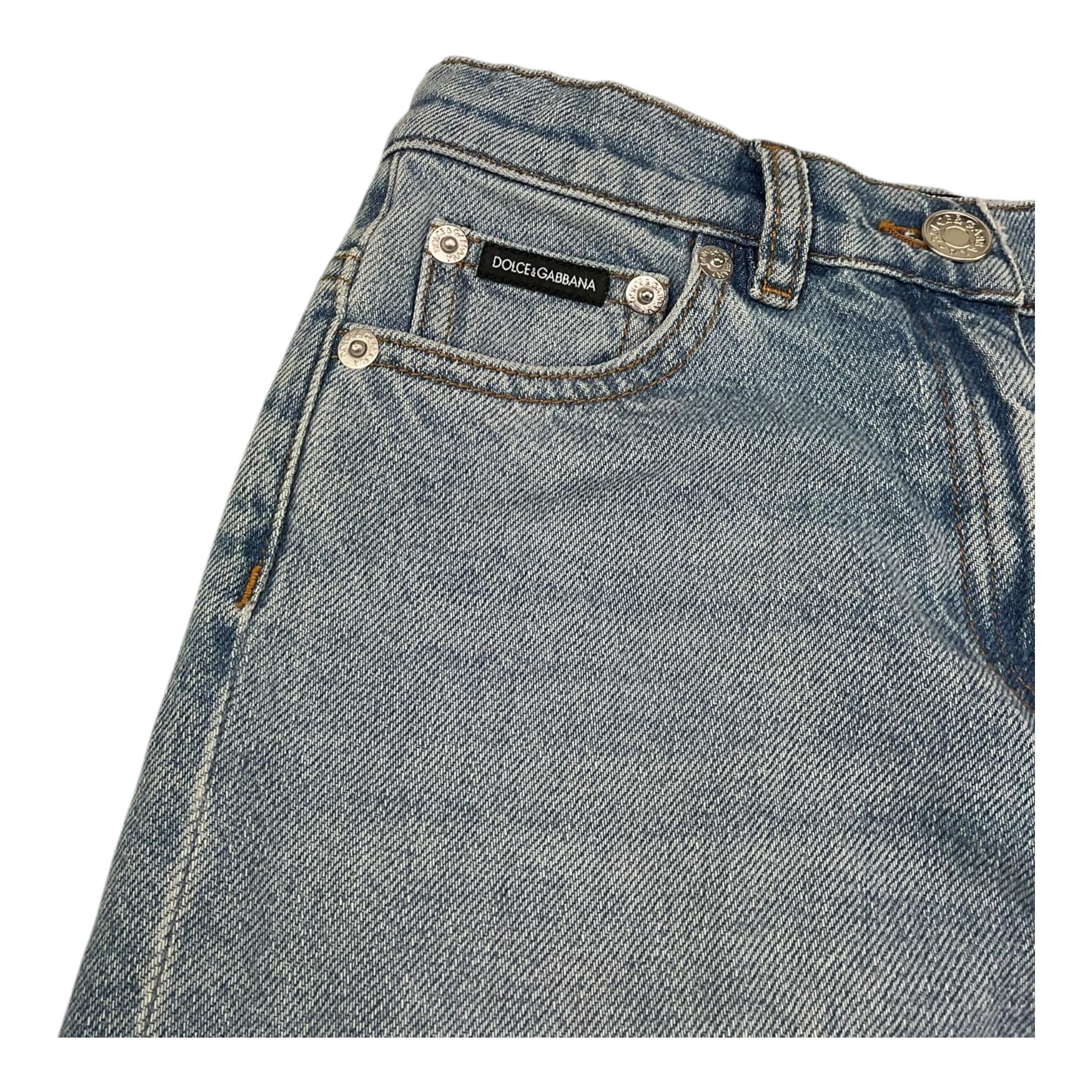 Dolce & Gabbana Jeans Tinta Unita Modello Palazzo per Bambina L52F91 AZZURRO DOLCE & GABBANA 