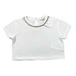 Lu Lu By Miss Grant T-Shirt Crop Tinta Unita con Brillantini per Bambina LL3615 BIANCO LU LU BY MISS GRANT 