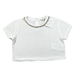 Lu Lu By Miss Grant T-Shirt Crop Tinta Unita con Brillantini per Bambina LL3615 BIANCO LU LU BY MISS GRANT 