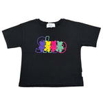 Shoe T-Shirt Girocollo tinta unita con Logo Nero per Bambina SHSS25G18 NERO SHOE 