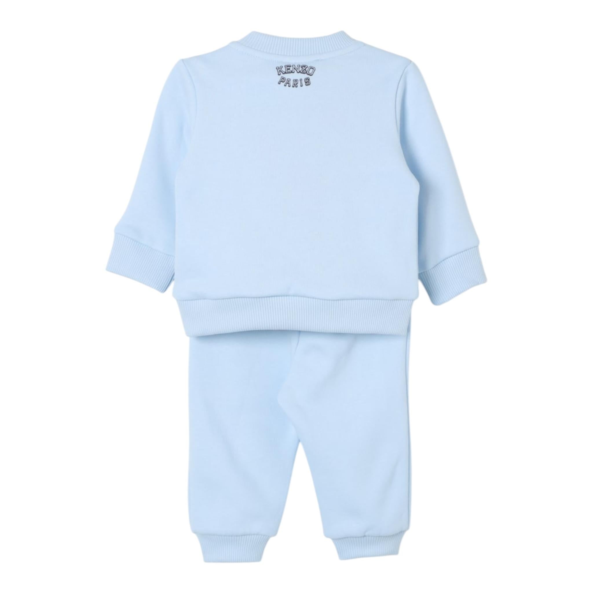 KENZO completo 2pz tinta unita felpa-pantalone Azzurro per Neonato K60515 AZZURRO KENZO 