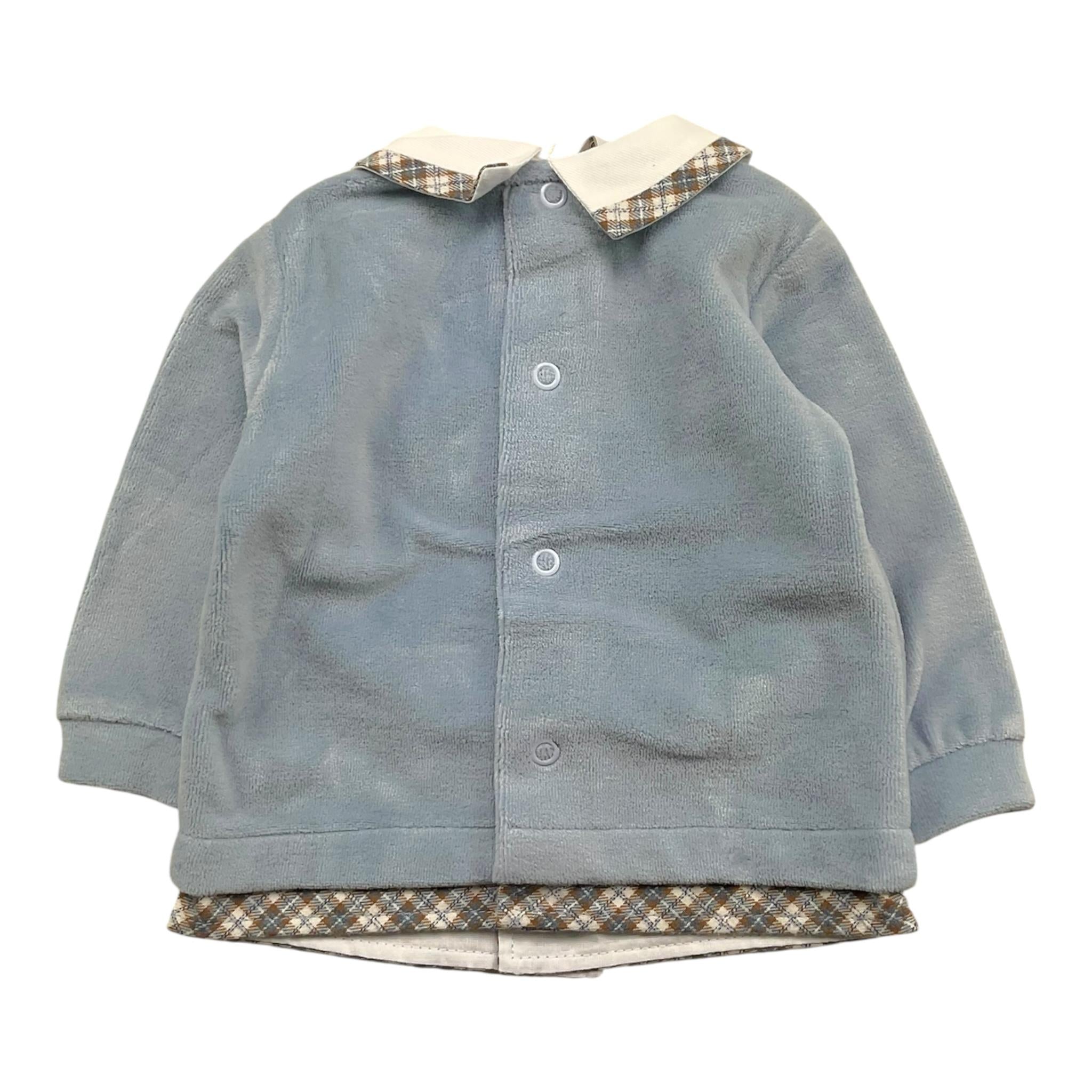 MARLU' completo 2pz maglia-ghettina tinta unita con fantasia Azzurro per Neonato IG5551 AZZURRO MARLU' 