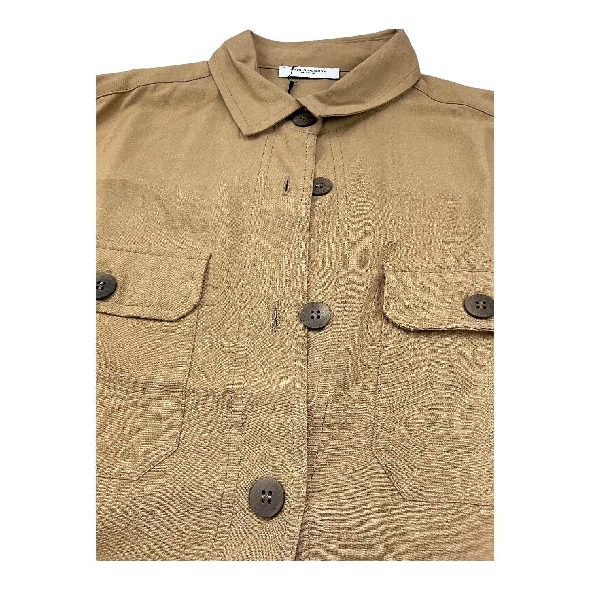 Paolo Pecora Camicia Manica Lunga Tinta Unita per Bambino PP4067 BEIGE PAOLO PECORA 