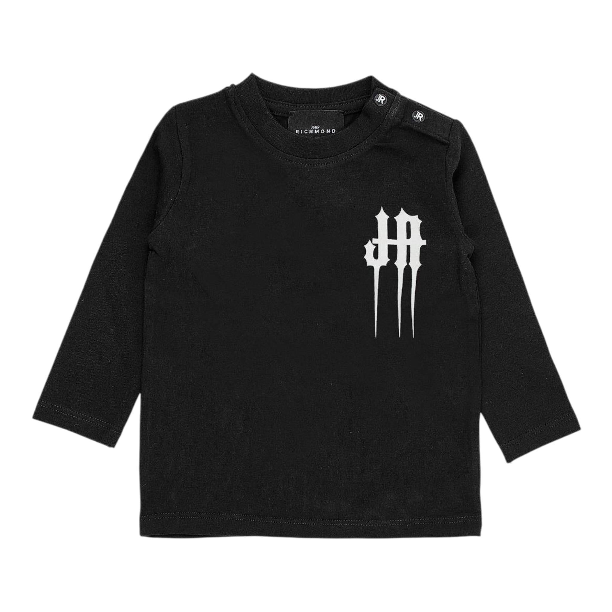 JOHN RICHMOND shirt girocollo tinta unita con stampa Nero per Neonato RIA24070TSX NERO JOHN RICHMOND 