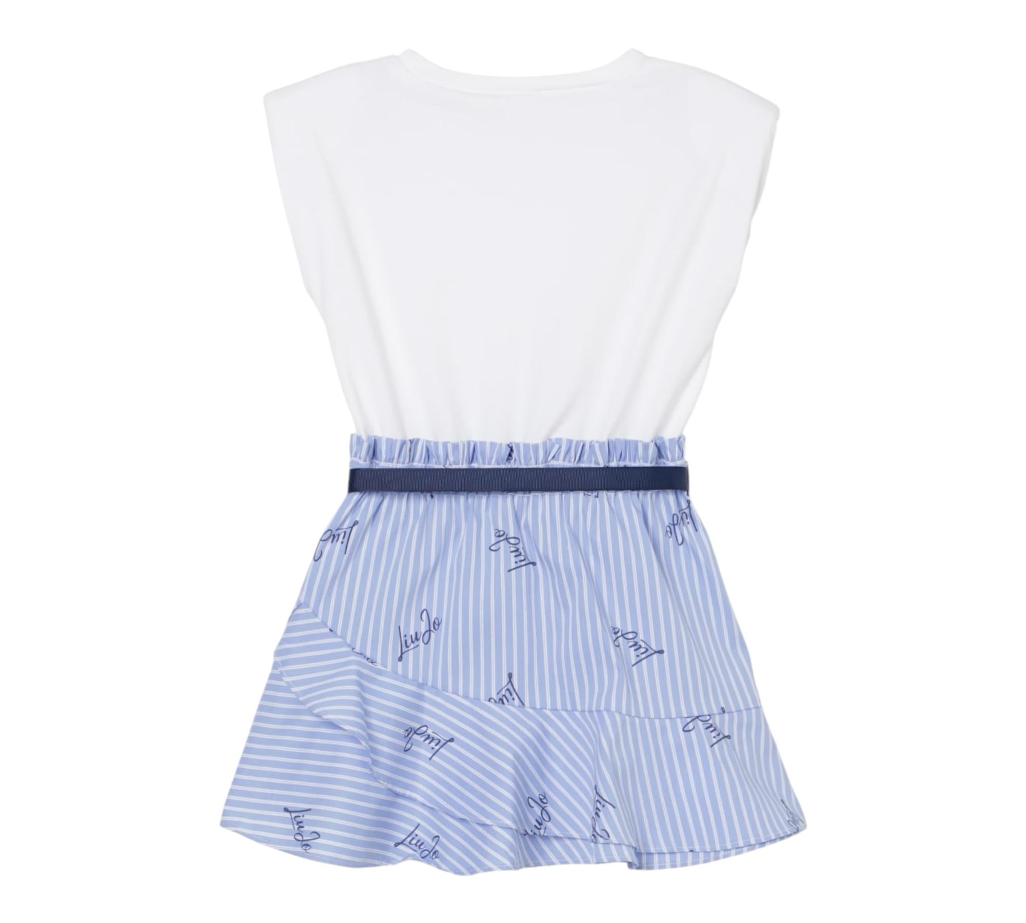 Liu Jo Abito Bicolore con Fantasia A Righe per Neonata KA5049NX BIANCO/AZZURRO LIU JO 