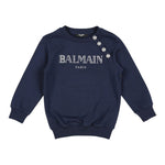 Balmain Felpa Chiusa Girocollo tinta unita con Logo Blu per Bambina BV4Q20 BLU BALMAIN 