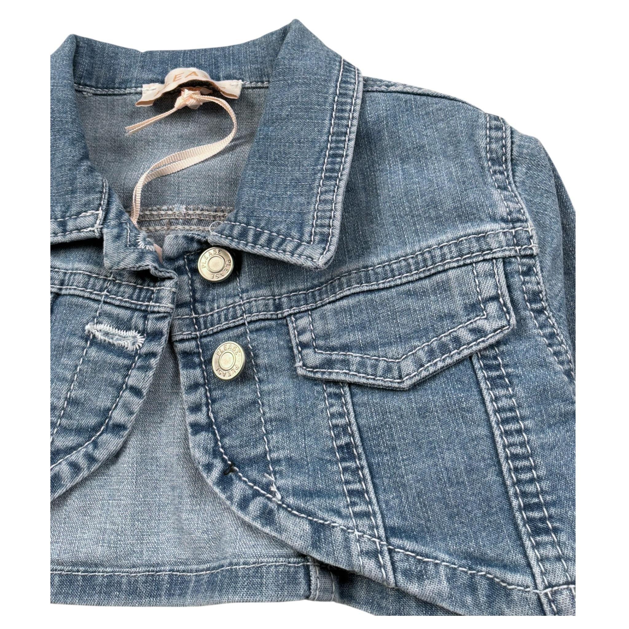 Please Giubbino In Denim Tinta Unita per Bambina JB29012G73J AZZURRO PLEASE 