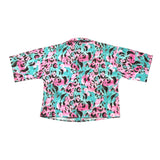 J'Aime' Camicia Mezza Manica Tinta Unita Con Fantasia Maculata Verde Acqua Per Bambina