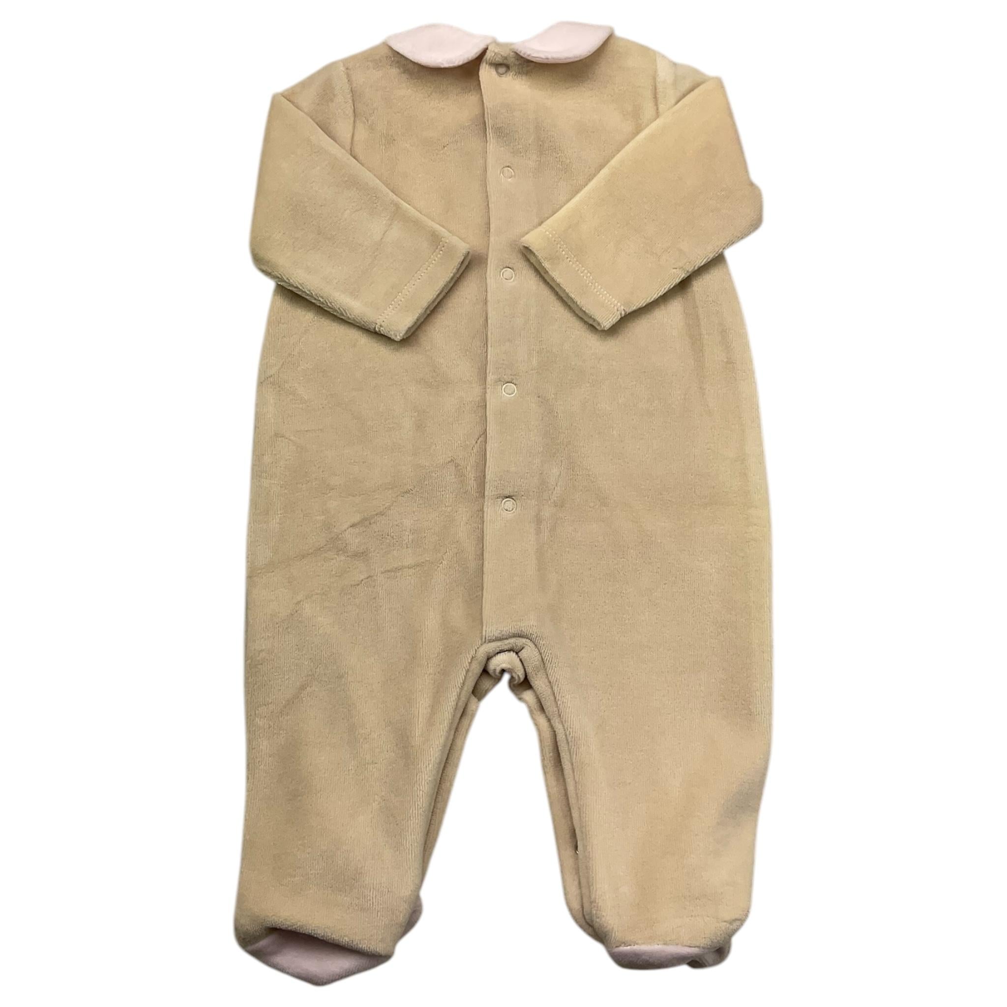 LE BEBE' tutina manica lunga tinta unita in ciniglia Beige per Neonata LBG5961 BEIGE LE BEBE' 