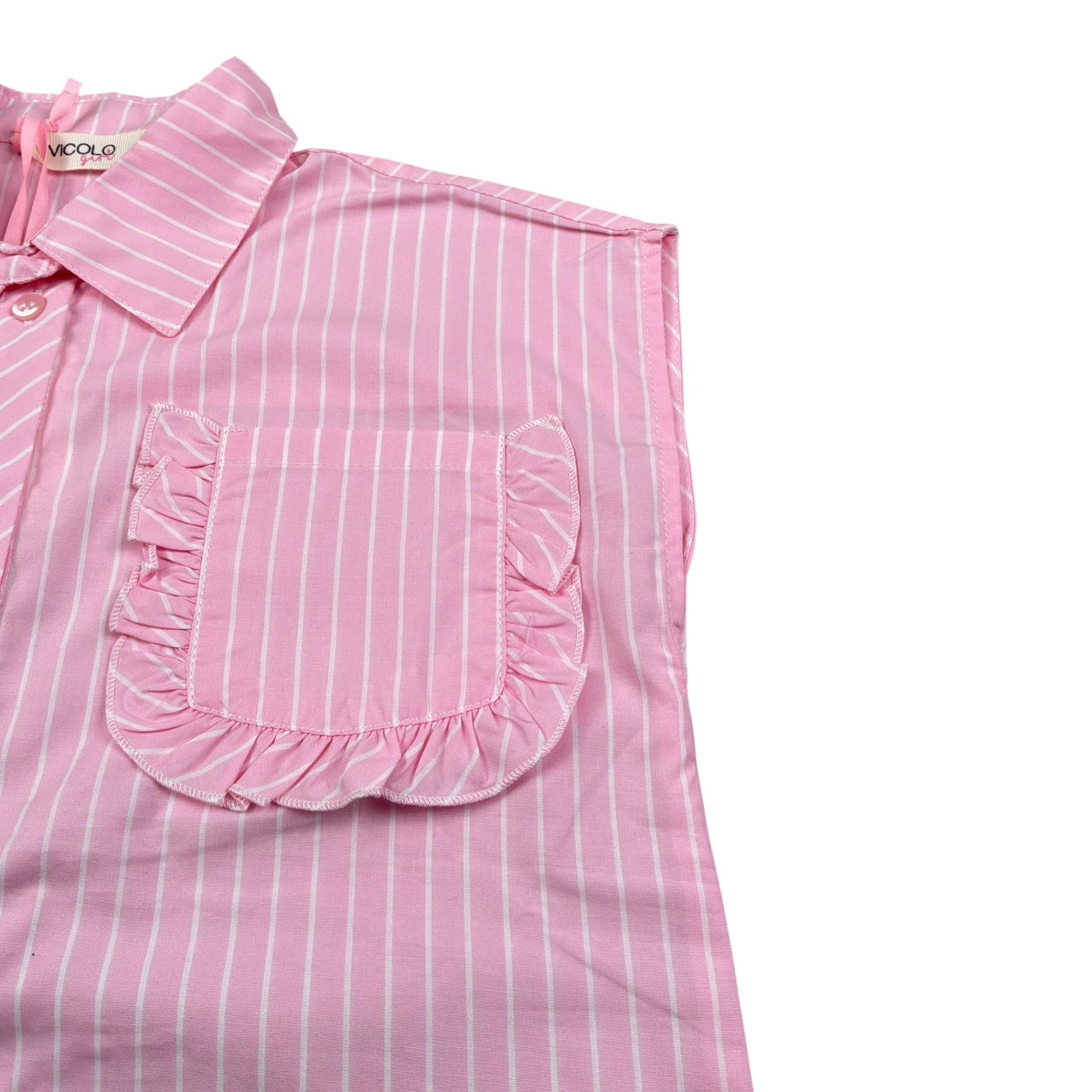 Vicolo Camicia Giromanica tinta unita con Taschino Rosa per Bambina 3146C0779 ROSA VICOLO 