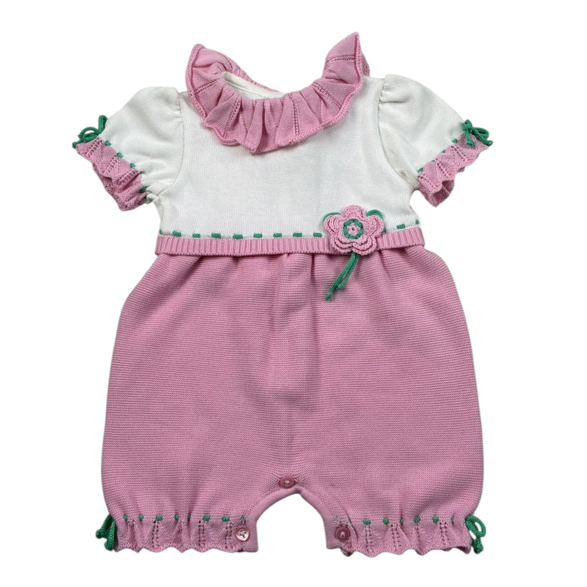 Colori Chiari Pagliaccetto Mezza Manica Bicolore per Neonata FF645968 BIANCO/ROSA COLORI CHIARI 