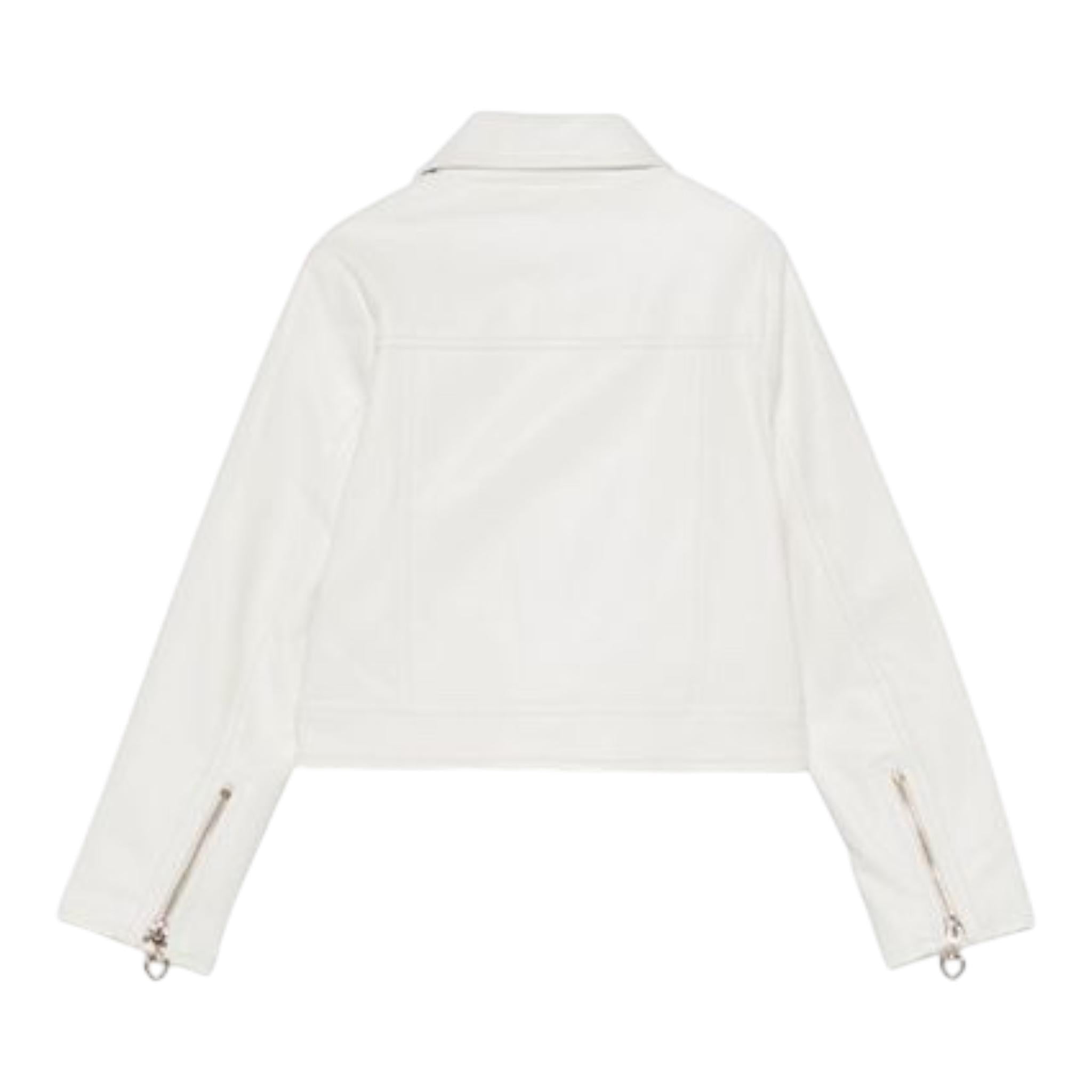 Lu Lu By Miss Grant Giubbino In Ecopelle Tinta Unita con Zip per Bambina LL3590 BIANCO LU LU BY MISS GRANT 