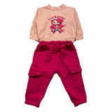 FUN PARIS completo 2 pezzi felpa-pantalone bicolore Rosa/fuxia per Neonata 0062 ROSA/FUXIA FUN PARIS 