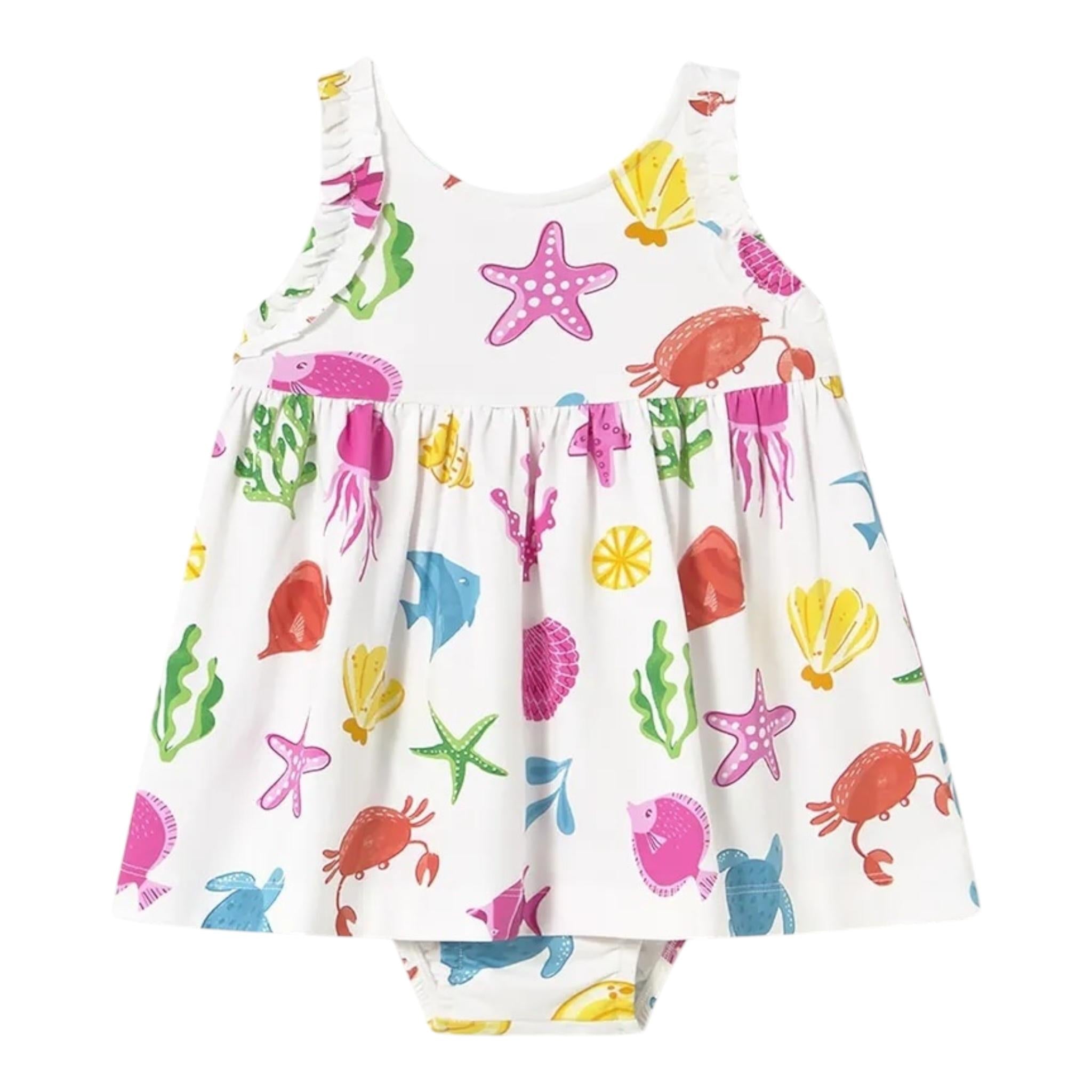 Mayoral Abito Giromanica Tinta Unita con Culotte per Neonata 1925 BIANCO MAYORAL 