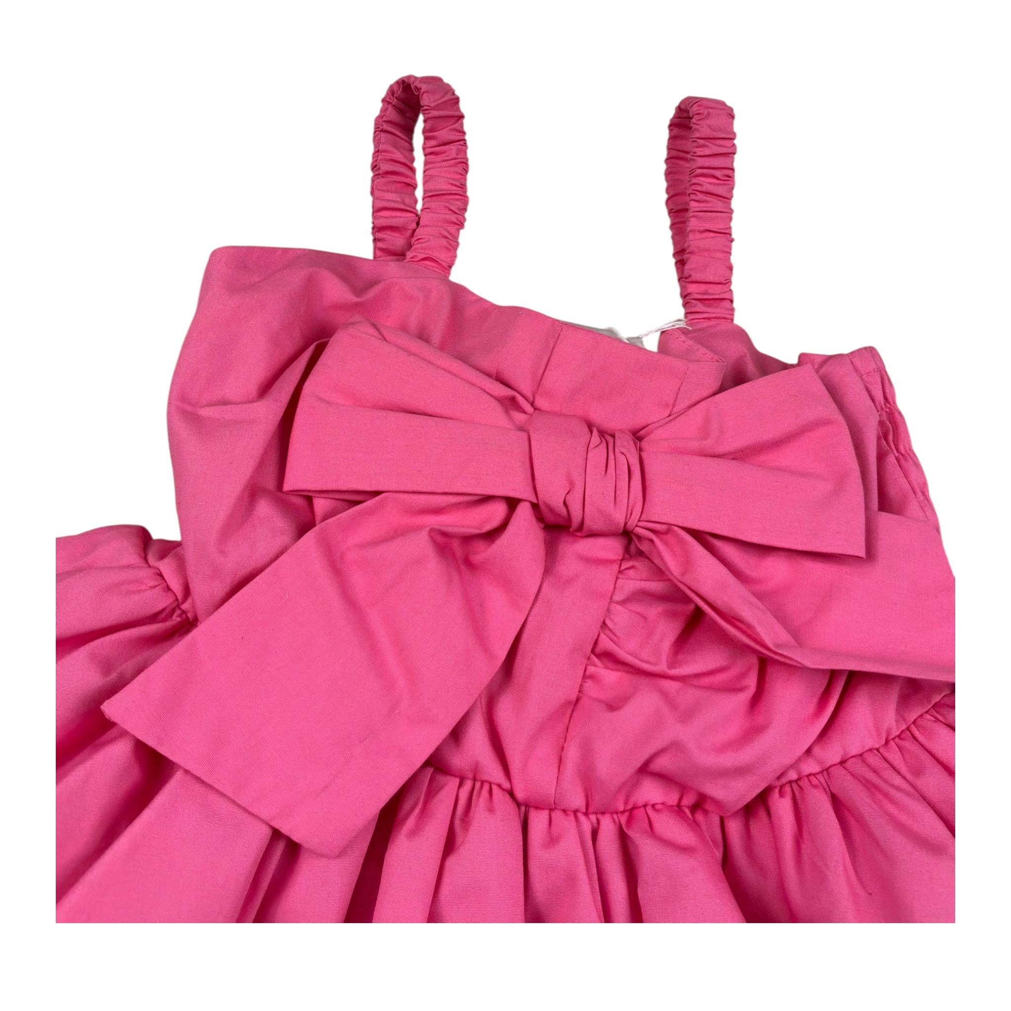 M+E' Abito Giromanica Tinta Unita con Fiocco per Bambina UE1398 ROSA M+E' 