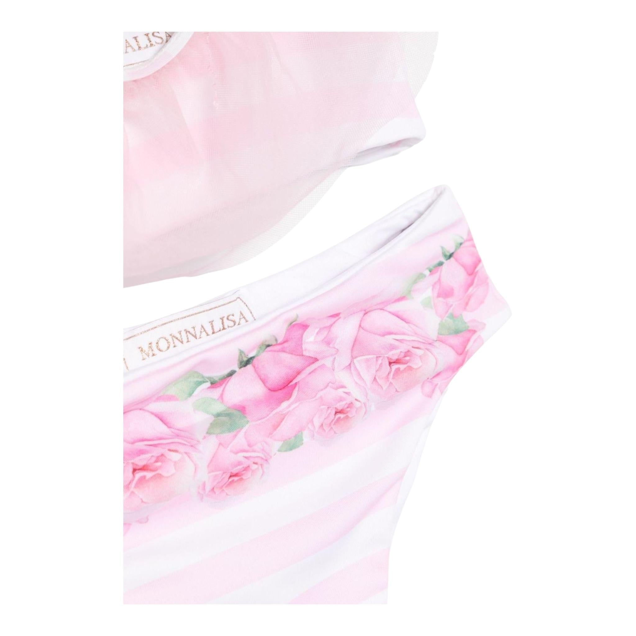 Monnalisa Costume 2 Pezzi Fascia-Slip Tinta Unita con Stampa per Bambina 39E041J ROSA MONNALISA 