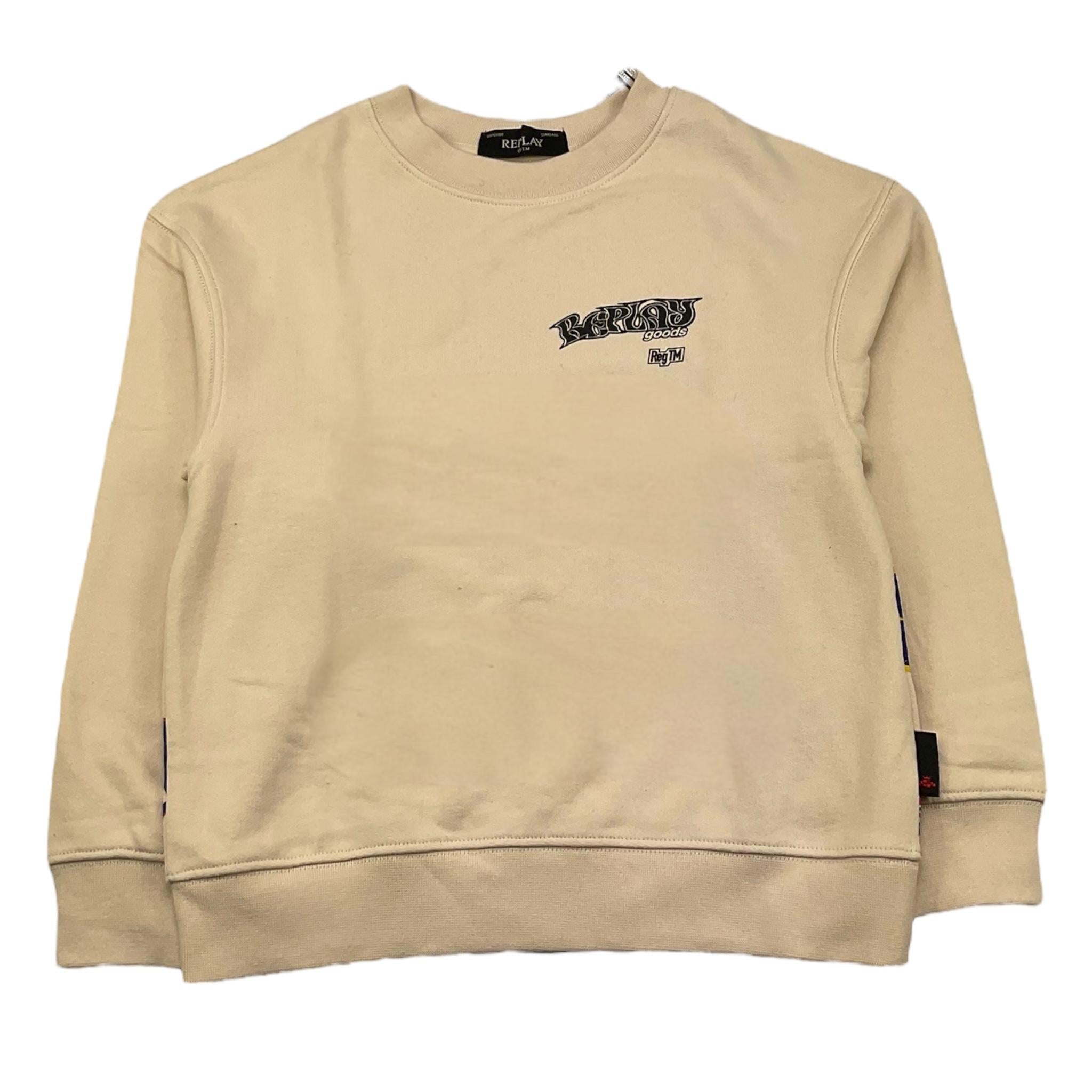 REPLAY felpa chiusa girocollo tinta unita con logo Panna per Bambino SB2067 PANNA REPLAY 