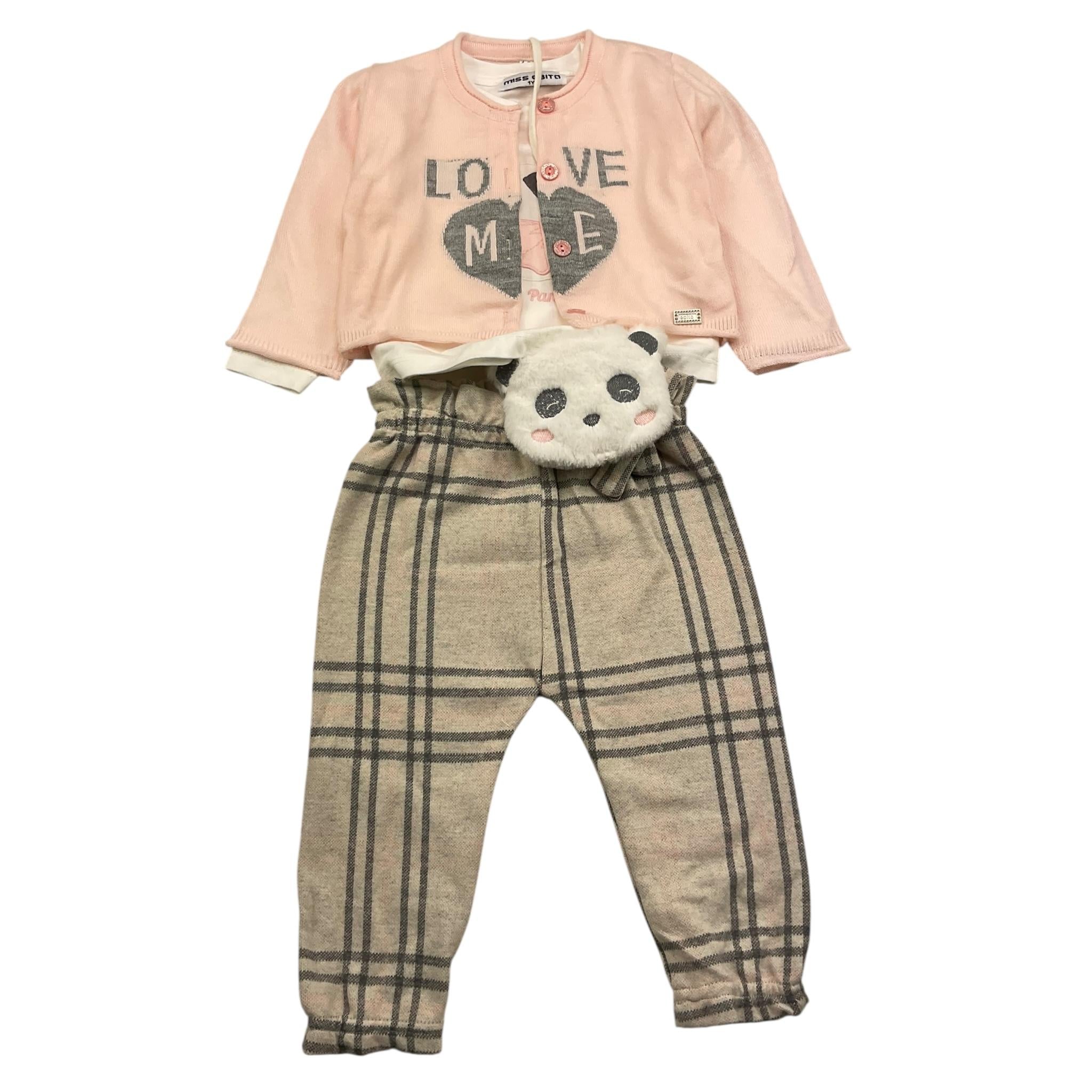 EBITA completo 4 pezzi cardigan-shirt-pantalone-borsa Rosa per Neonata CMPL ROSA EBITA 