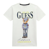 Guess T-Shirt Girocollo Tinta Unita con Stampa per Bambino L5RI17K8HM4 BIANCO GUESS 