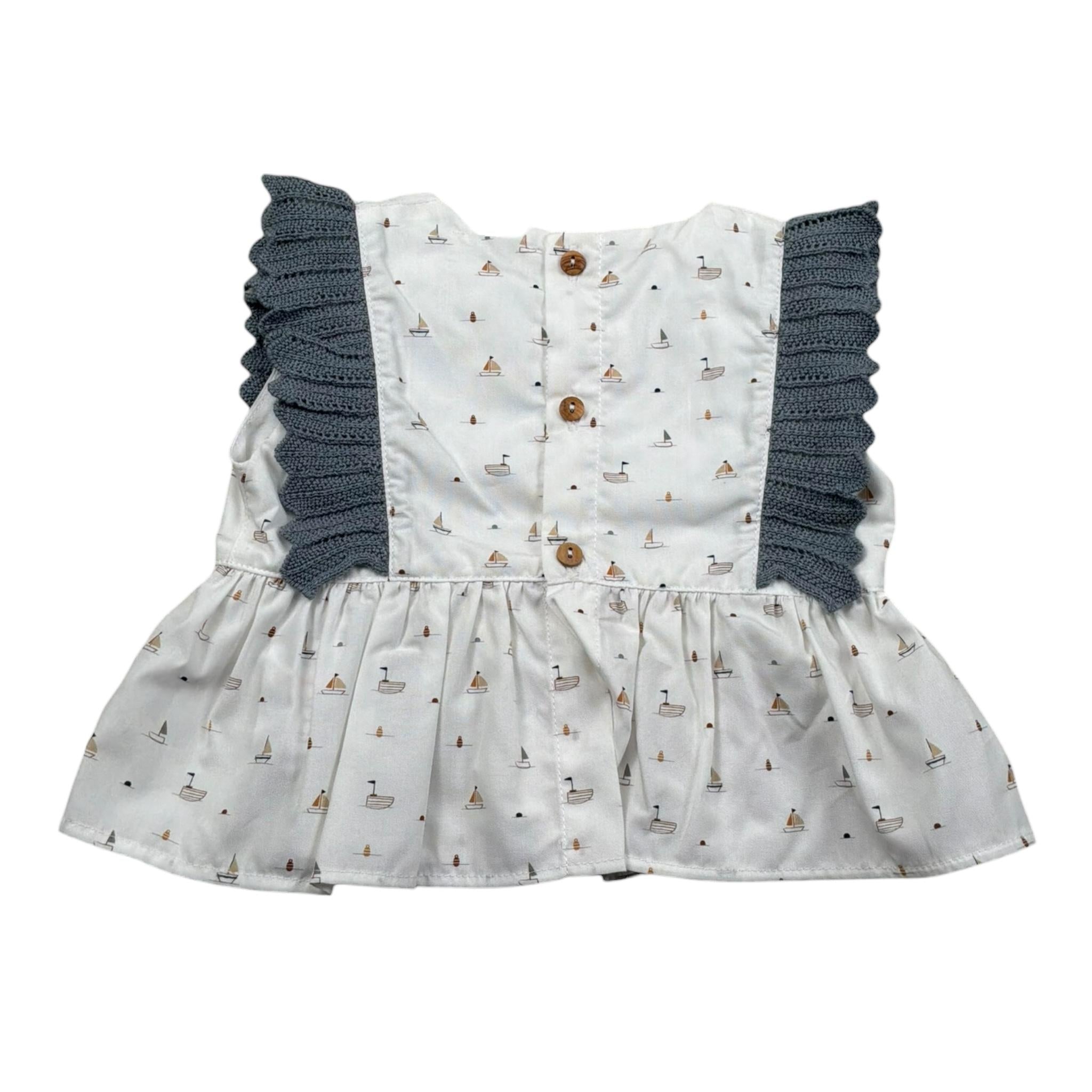 Wedoble Camicia Giromanica Tinta Unita con Stampe per Neonata V2504720E BIANCO WEDOBLE 