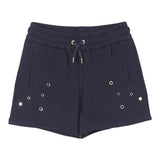 Chloe' Short In Tuta Tinta Unita Con Applicazioni Blu Per Bambina
