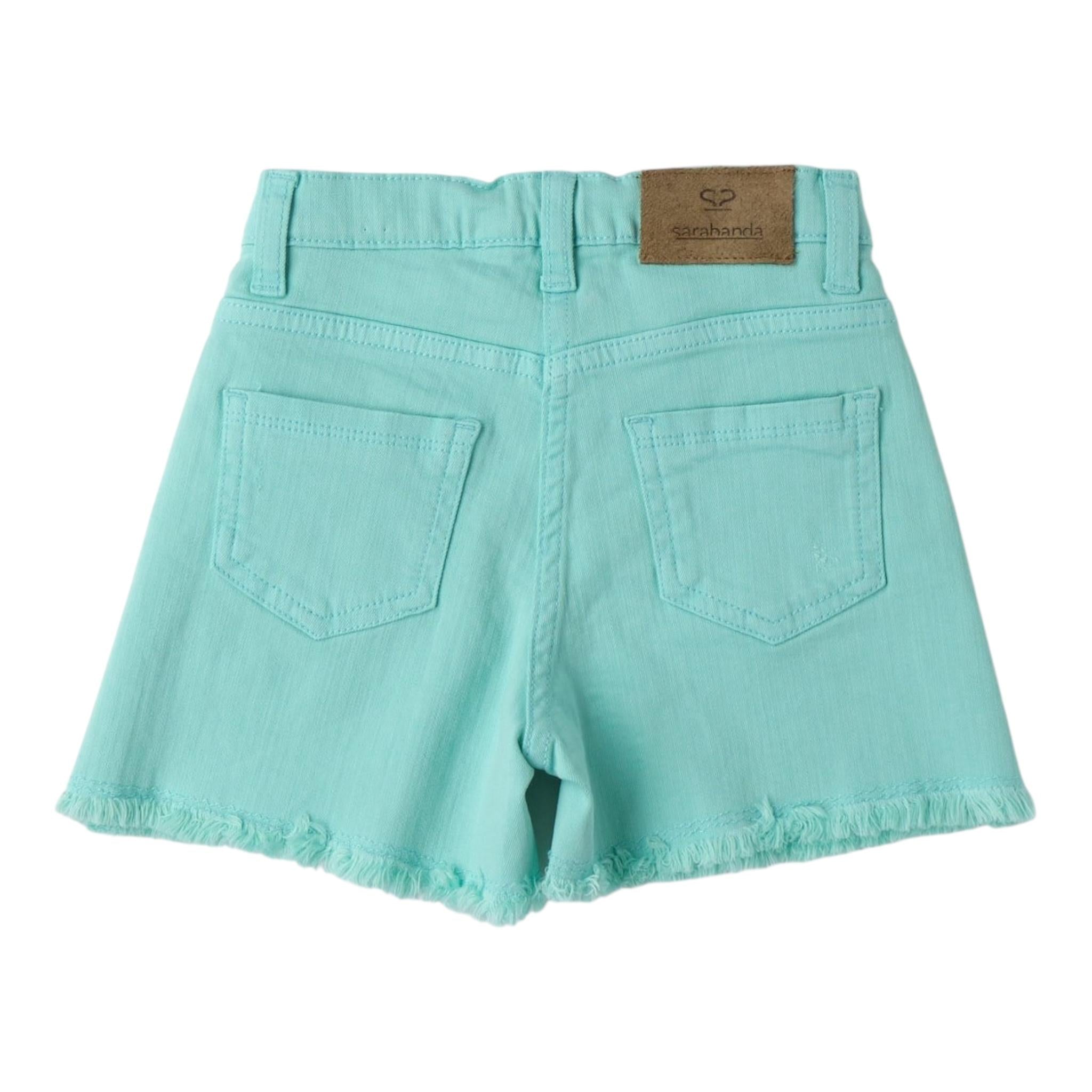 Sarabanda Short Tinta Unita con Girovita Regolabile per Bambina 0B222 VERDE ACQUA SARABANDA 