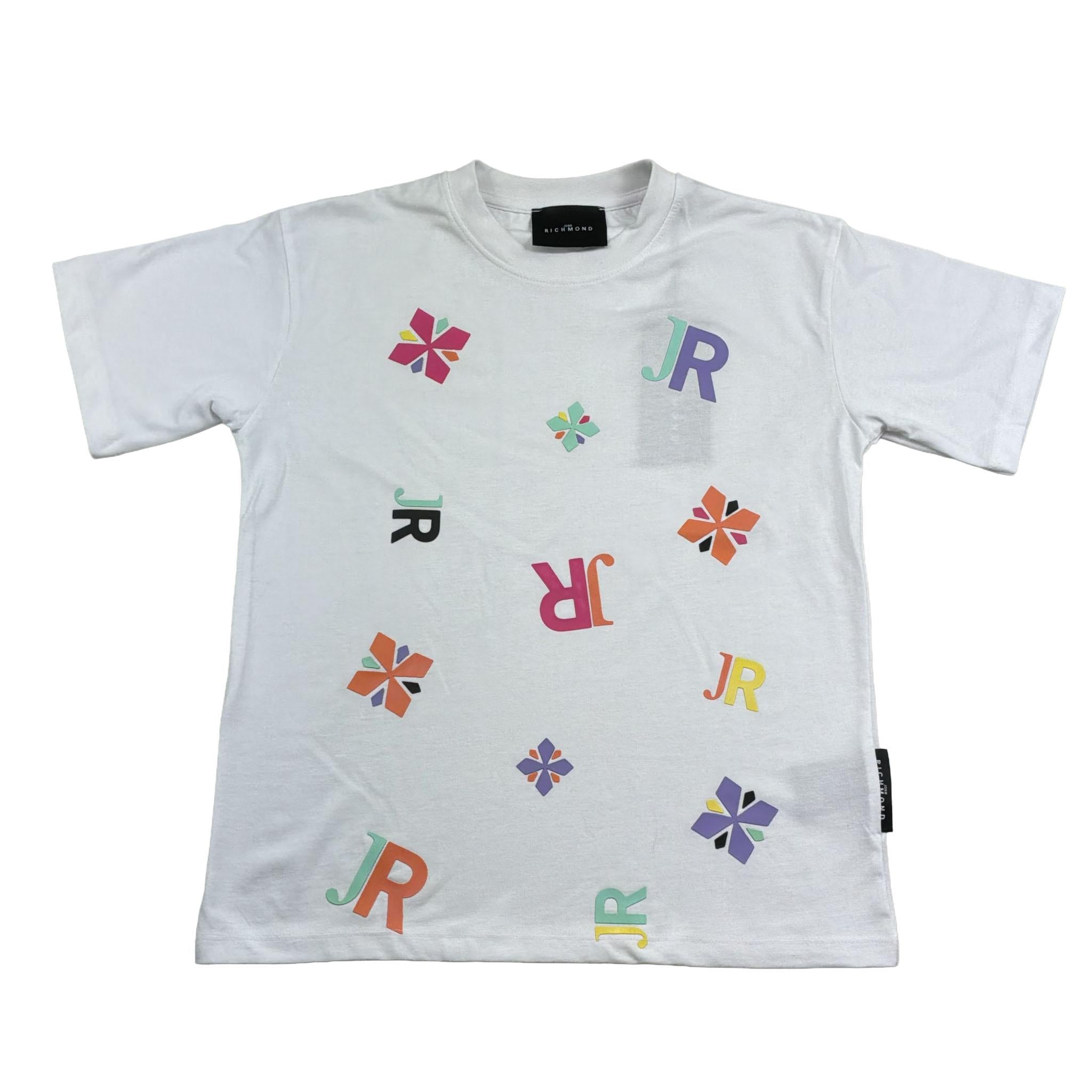 John Richmond T-Shirt Girocollo Tinta Unita con Stampe per Bambina RBP26058TS BIANCO JOHN RICHMOND 