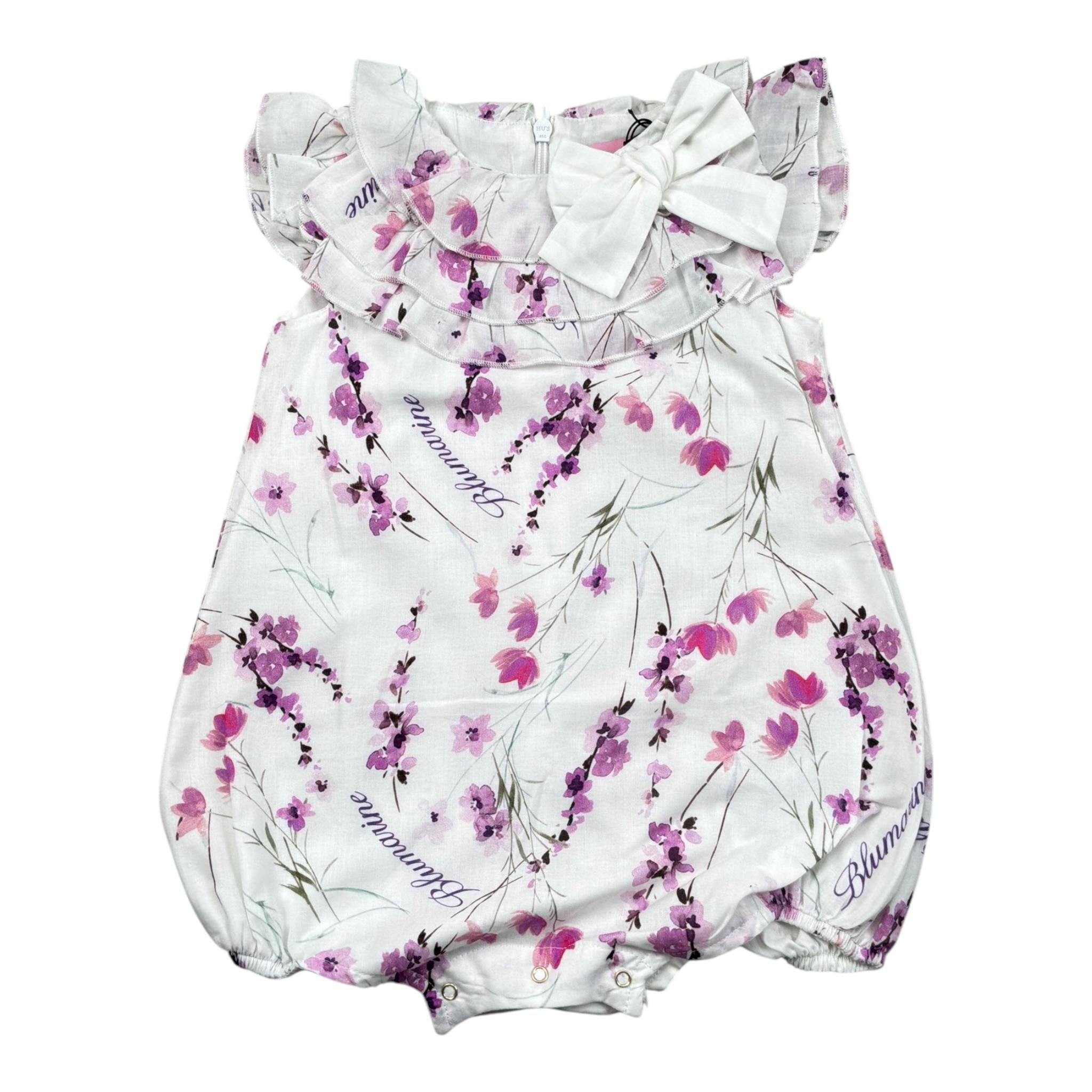 Miss Blumarine Pagliaccetto Tinta Unita con Stampa Fiori per Neonata IA4124 BIANCO MISS BLUMARINE 