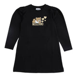 MOSCHINO abito manica lunga tinta unita con stampa in contrasto Nero per Bambina HDV0FC NERO MOSCHINO 