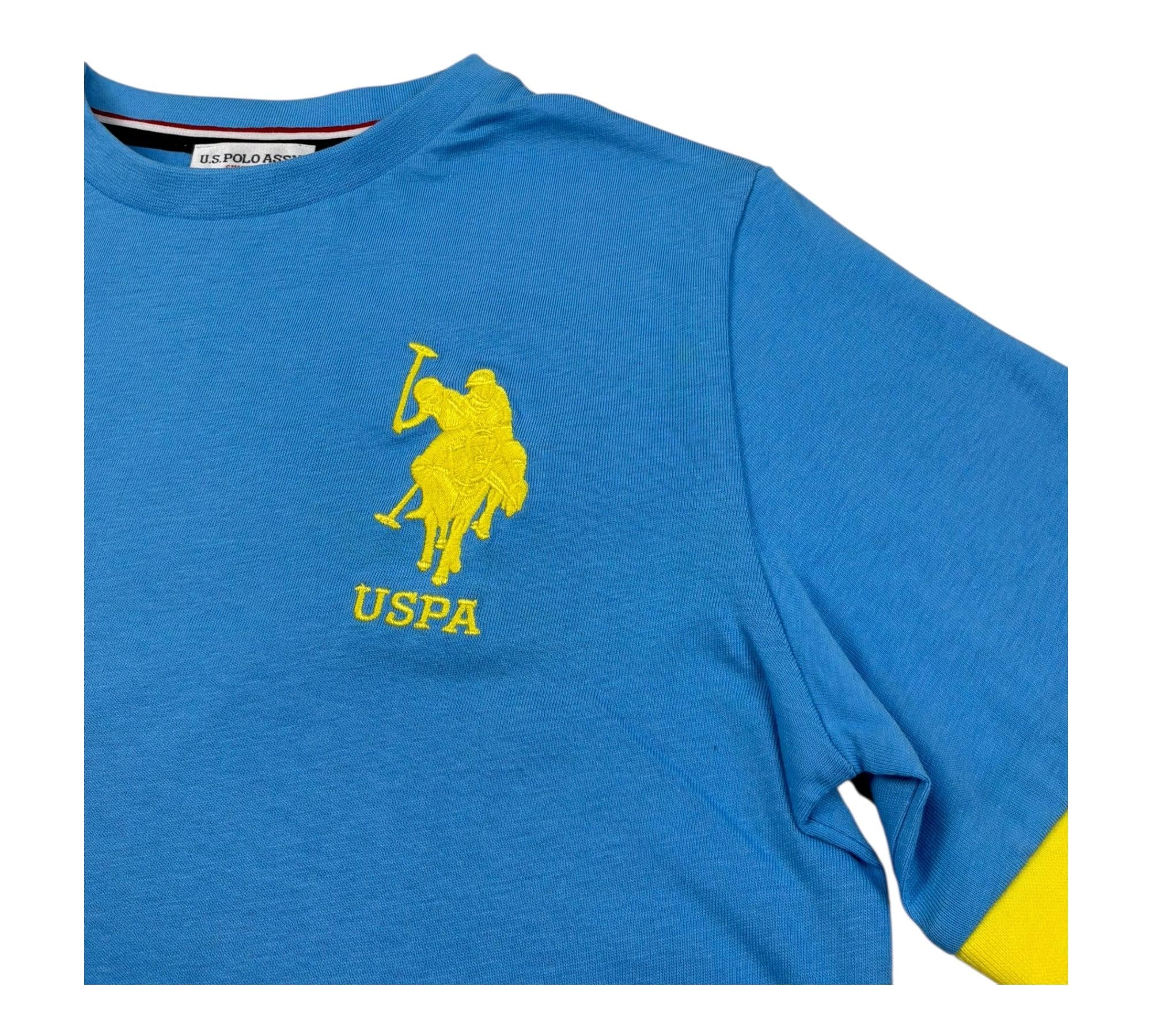 U.S. Polo Assn T-Shirt Girocollo Tinta Unita con Logo per Bambino US41554004 AZZURRO U.S. POLO ASSN 