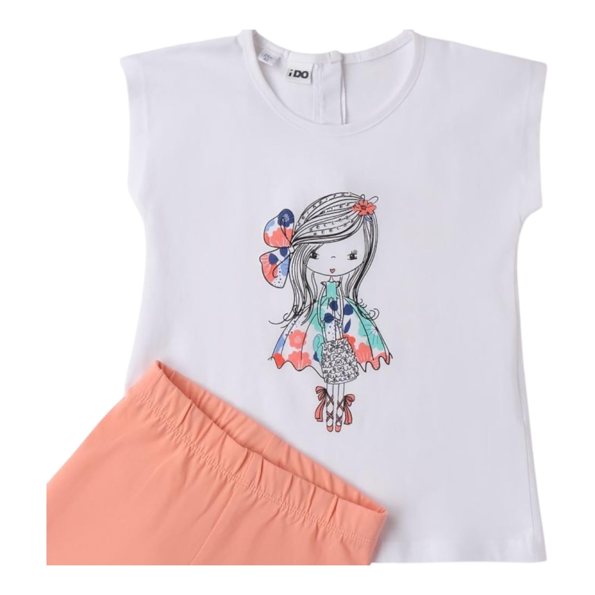 I Do Completo 2 Pezzi T-Shirt-Leggins Bicolore per Neonata 4B549 BIANCO/ROSA I DO 