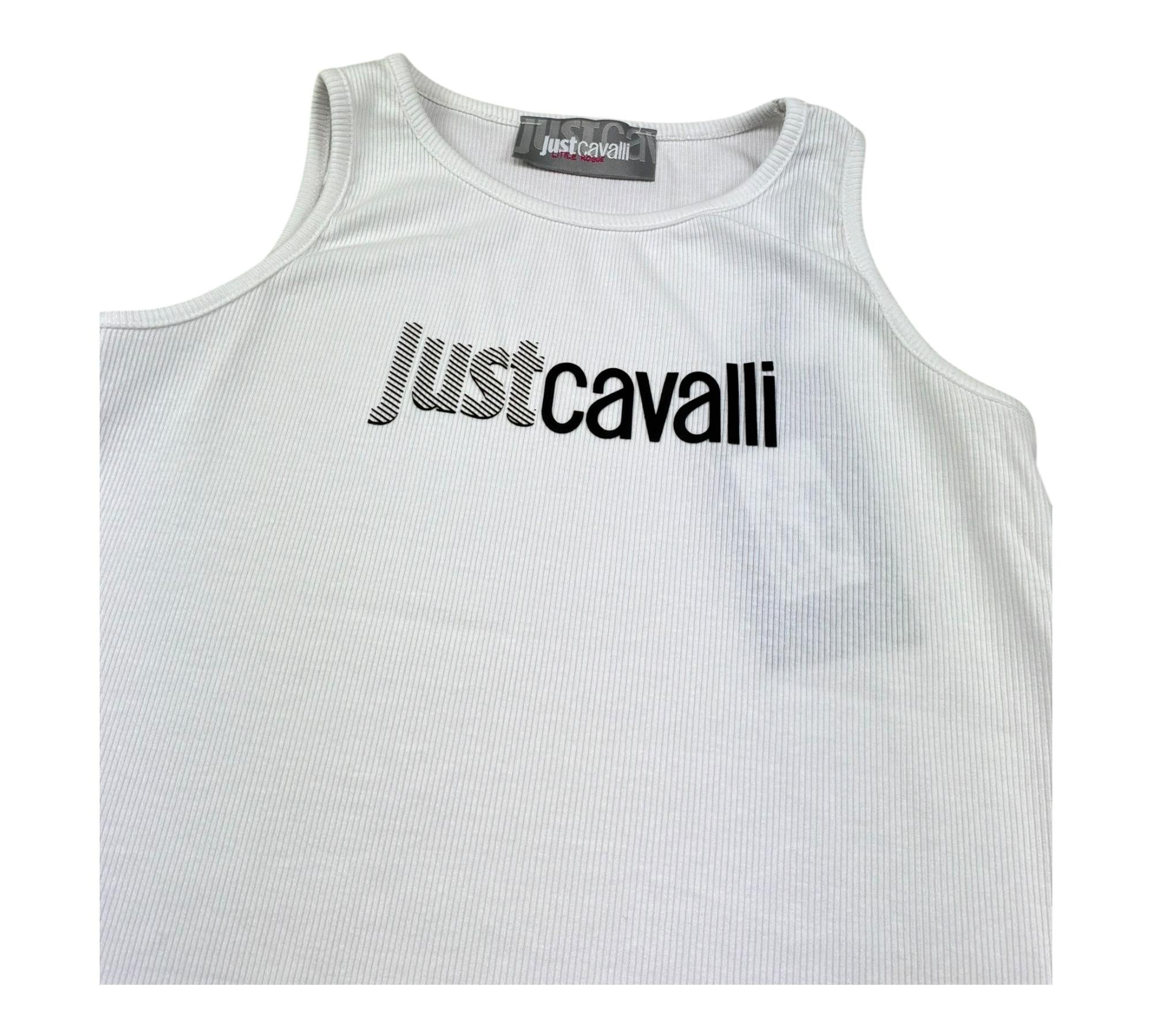 Just Cavalli Abito Giromanica Tinta Unita con Logo per Bambina JGP26007VE BIANCO JUST CAVALLI 