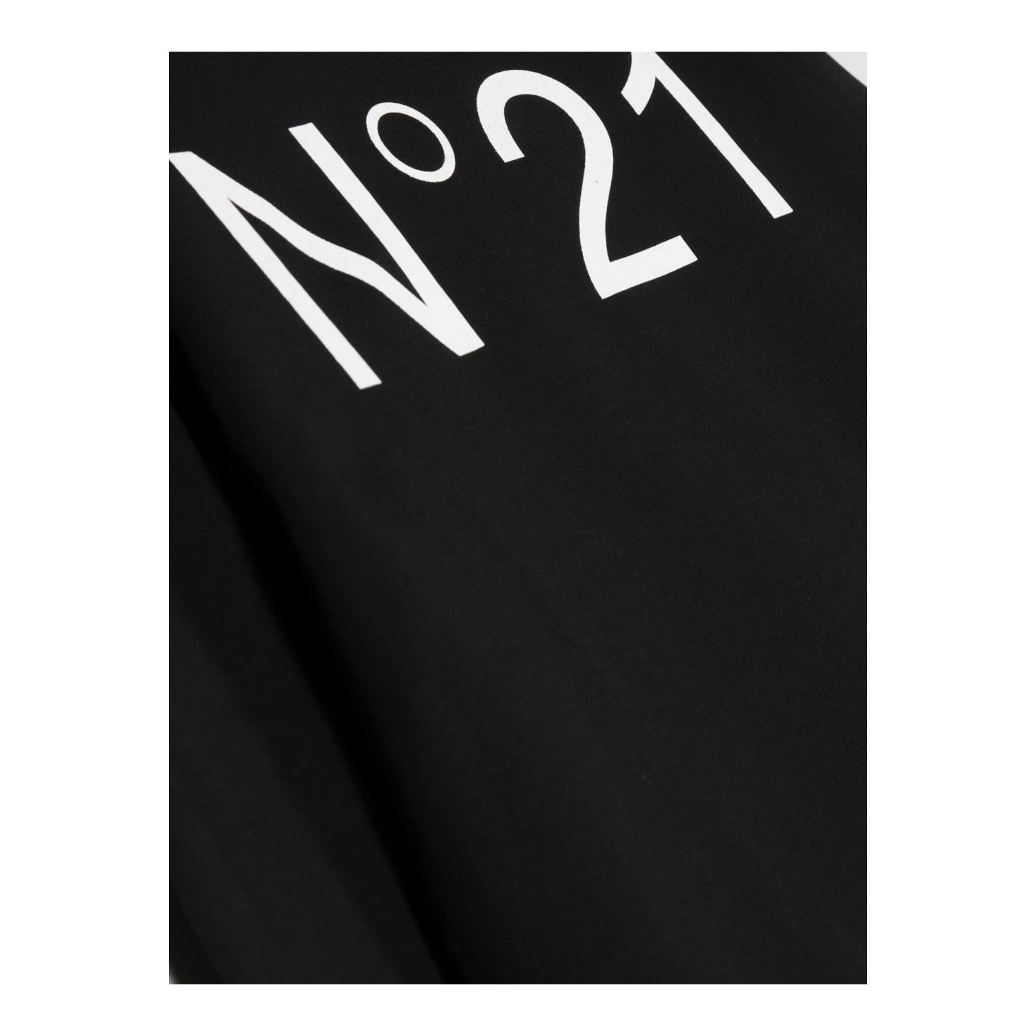 N°21 Felpa Girocollo Tinta Unita con Stampa per Bambino N21588 NERO N°21 