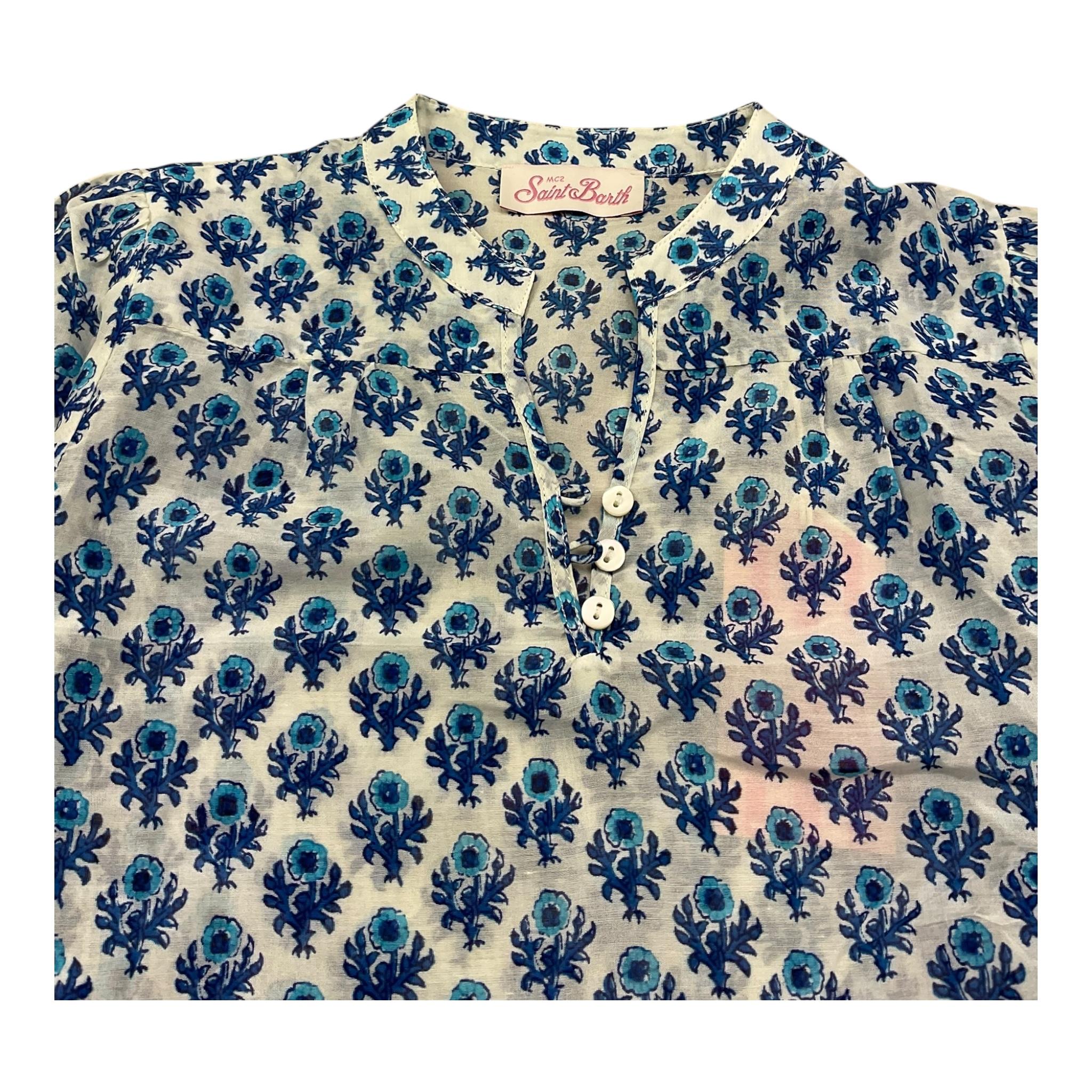 Saint Barth Camicia Manica Lunga Tinta Unita Fantasia Floreale per Bambina HRP002 BIANCO SAINT BARTH 