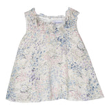 Simonetta Abito Giromanica Tinta Unita Con Fantasia Fiori Beige Per Bambina