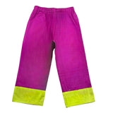 Ilfarobimbi Pantalone Modello A Palazzo Bicolore Con Elastico In Vita Magenta Per Bambina