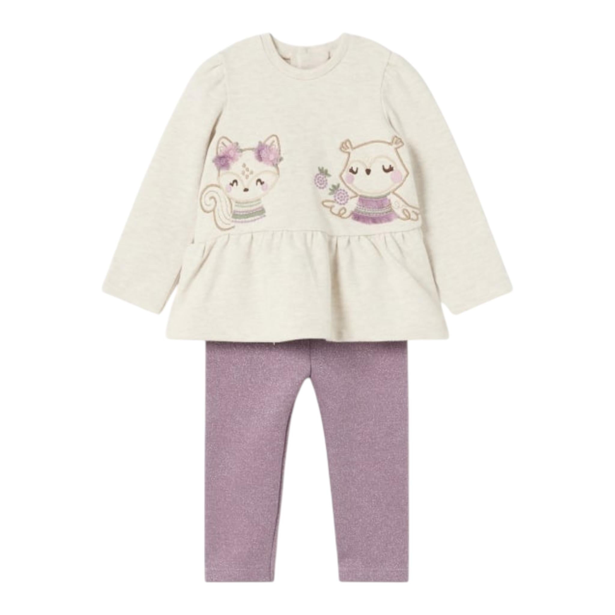 MAYORAL completo 2pz felpa-leggins bicolore Beige/viola per Neonata 2708X BEIGE/VIOLA MAYORAL 