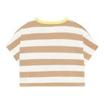 Dou Dou T-Shirt Girocollo Bicolore con Fantasia A Righe per Bambina DW8A21X PANNA/BEIGE DOU DOU 