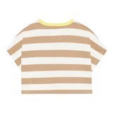 Dou Dou T-Shirt Girocollo Bicolore con Fantasia A Righe per Bambina DW8A21X PANNA/BEIGE DOU DOU 