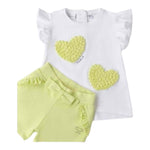 Sarabanda Completo 2 Pezzi T-Shirt-Shorts per Neonata 0B349 BIANCO/VERDE SARABANDA 