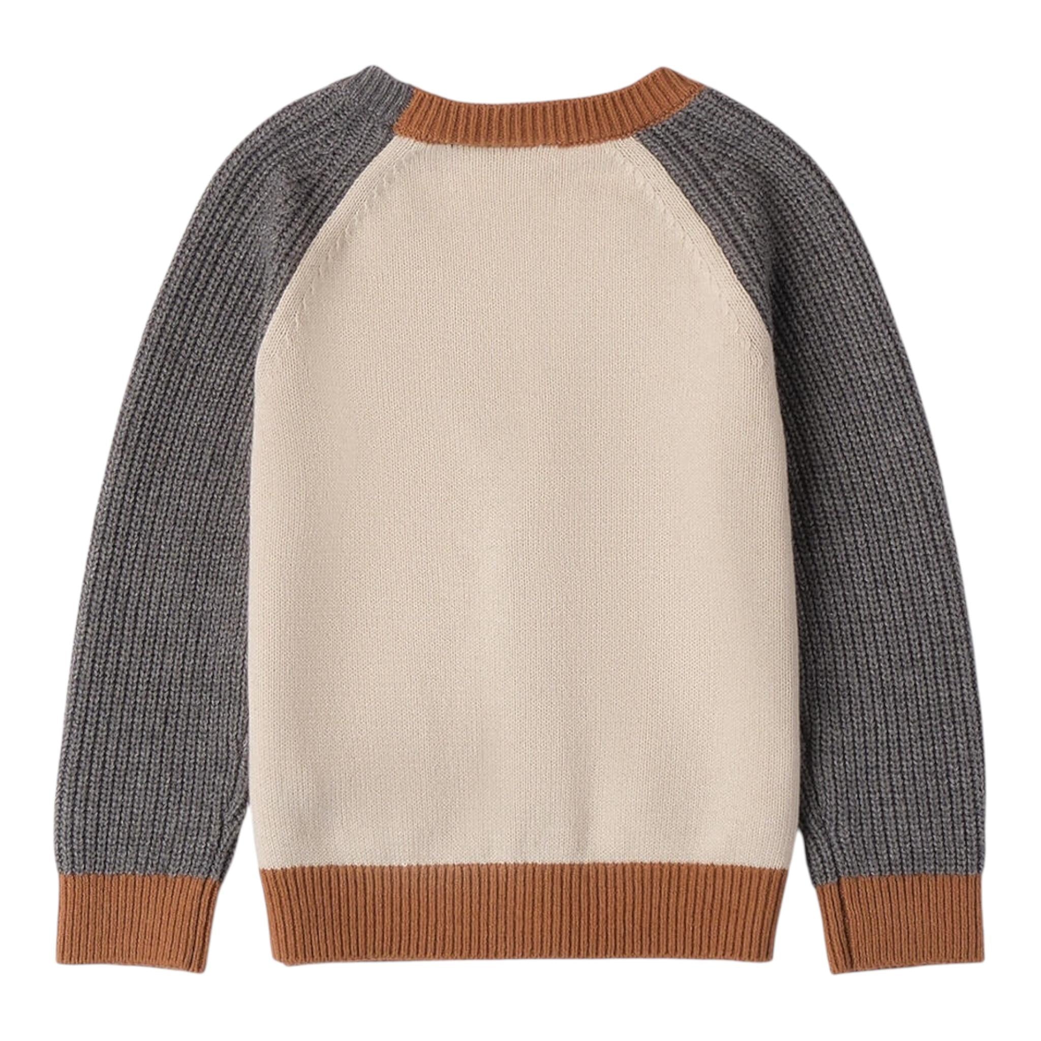 MINI BANDA cardigan tinta unita con maniche in contrasto Panna per Bambino 0A108 PANNA MINI BANDA 