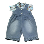 Moschino Completo 2 Pezzi Camicia-Salopette In Denim per Neonata MDG01N AZZURRO MOSCHINO 