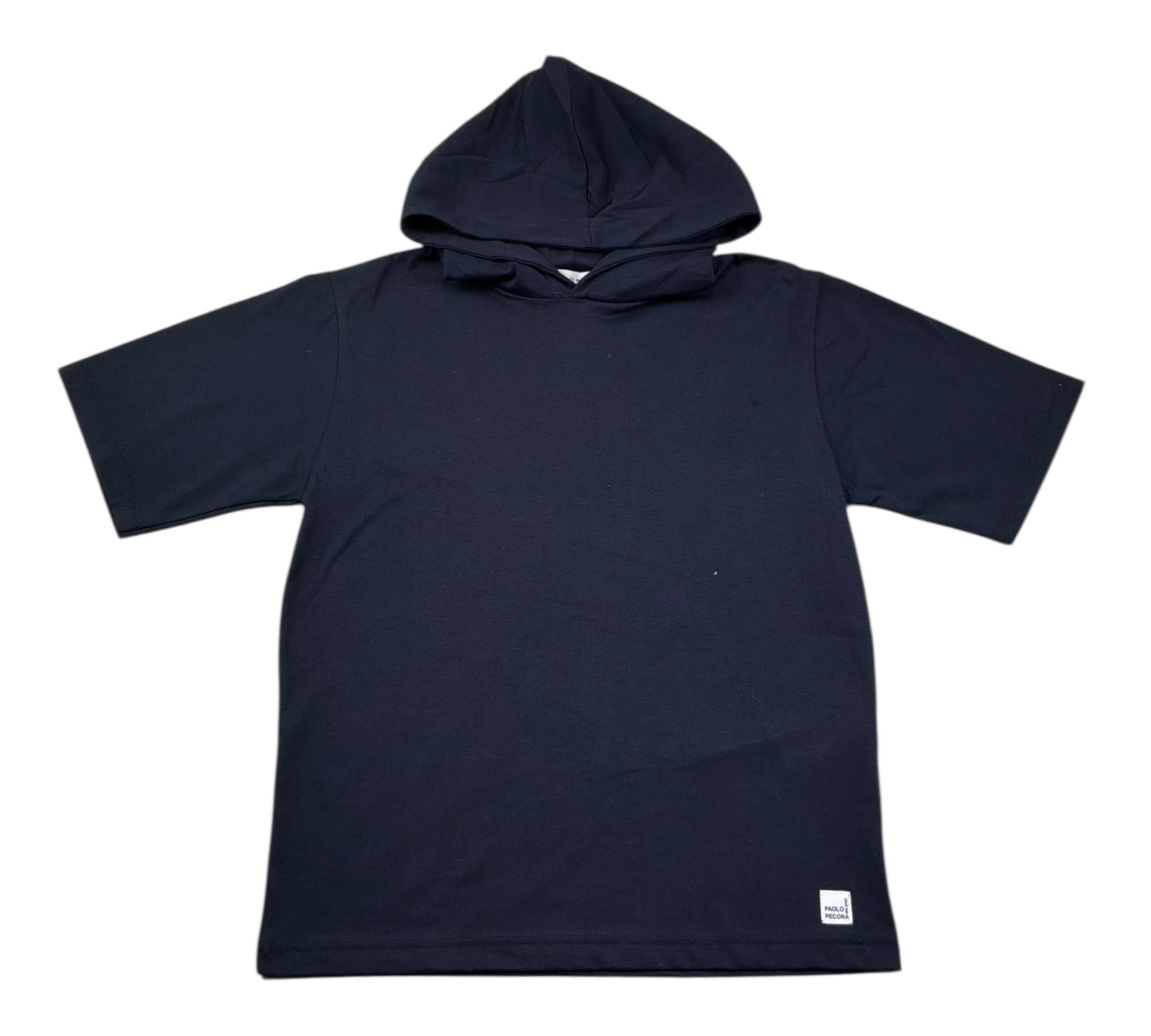 Paolo Pecora T-Shirt Tinta Unita con Cappuccio per Bambino PP4352 BLU PAOLO PECORA 